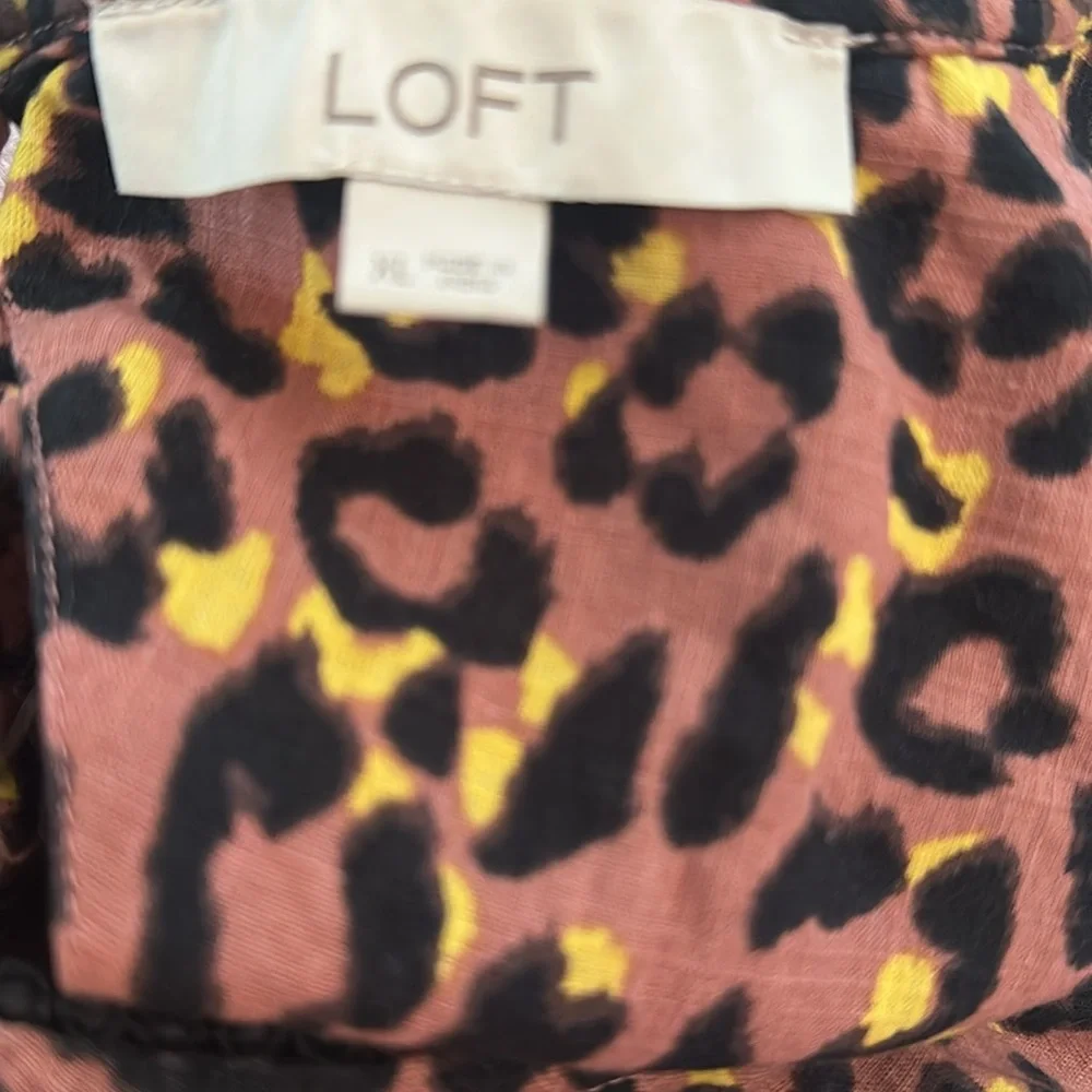 LOFT Leopard Print Cutout Back Ruffle Shell - Picture 6 of 8